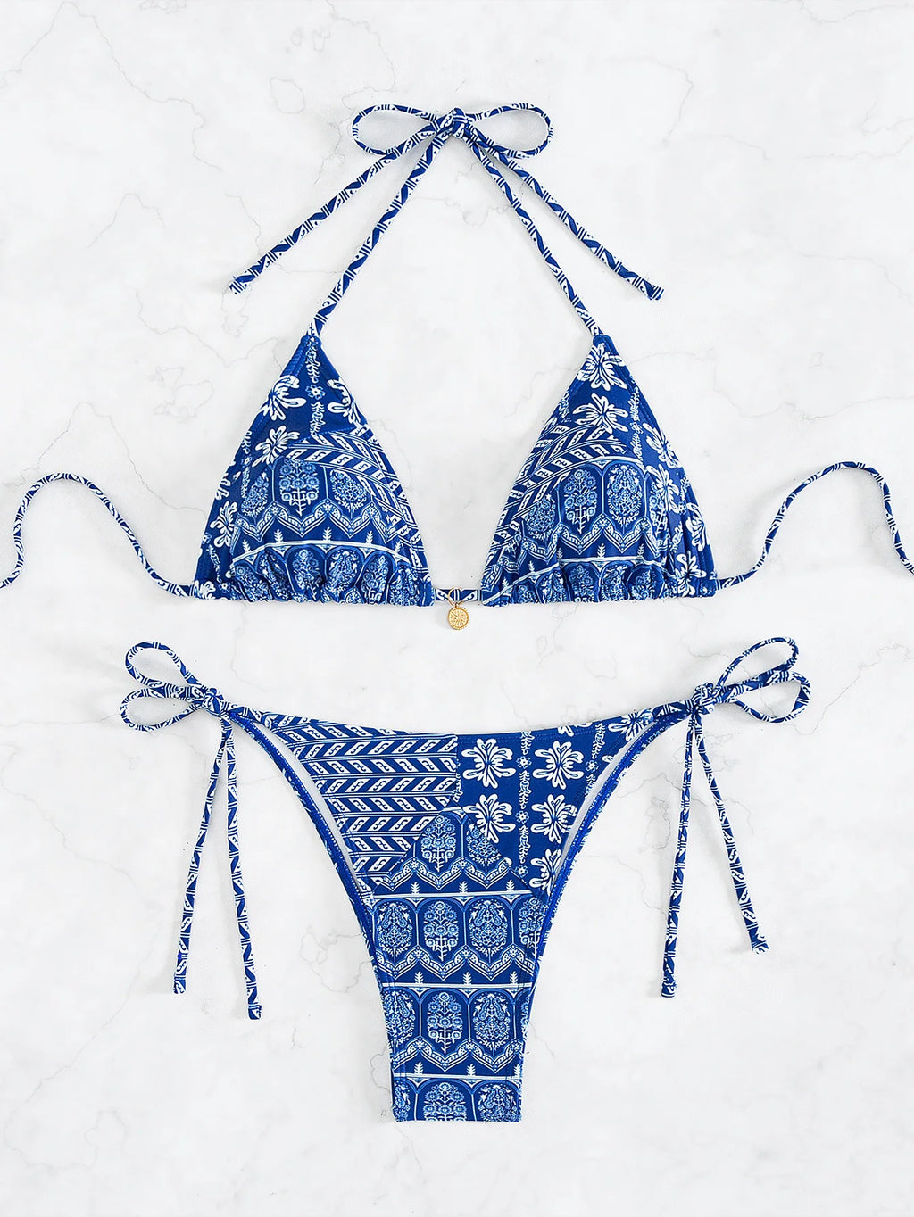 Floral Push Up Triangle Bikini Set