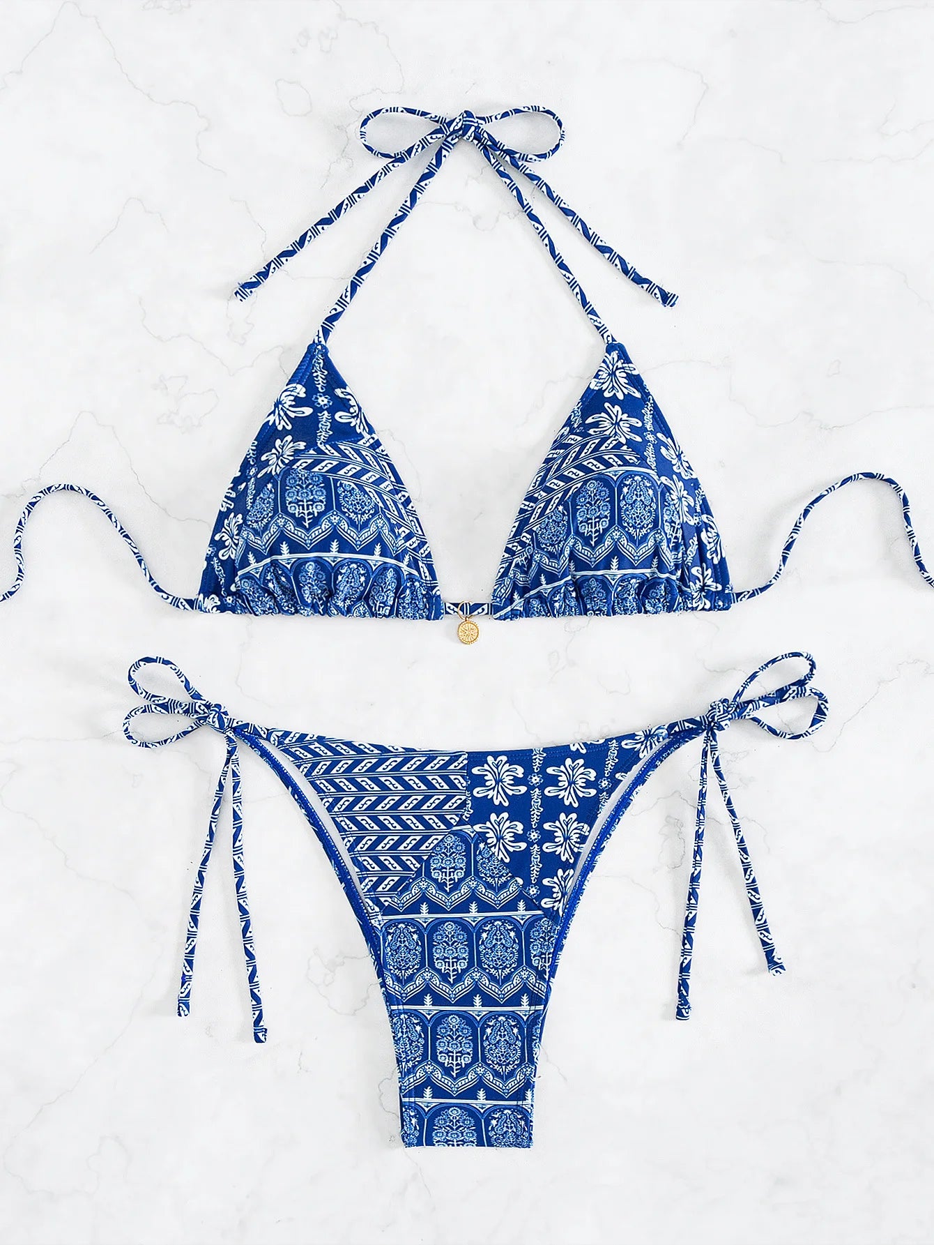 Floral Push Up Triangle Bikini Set