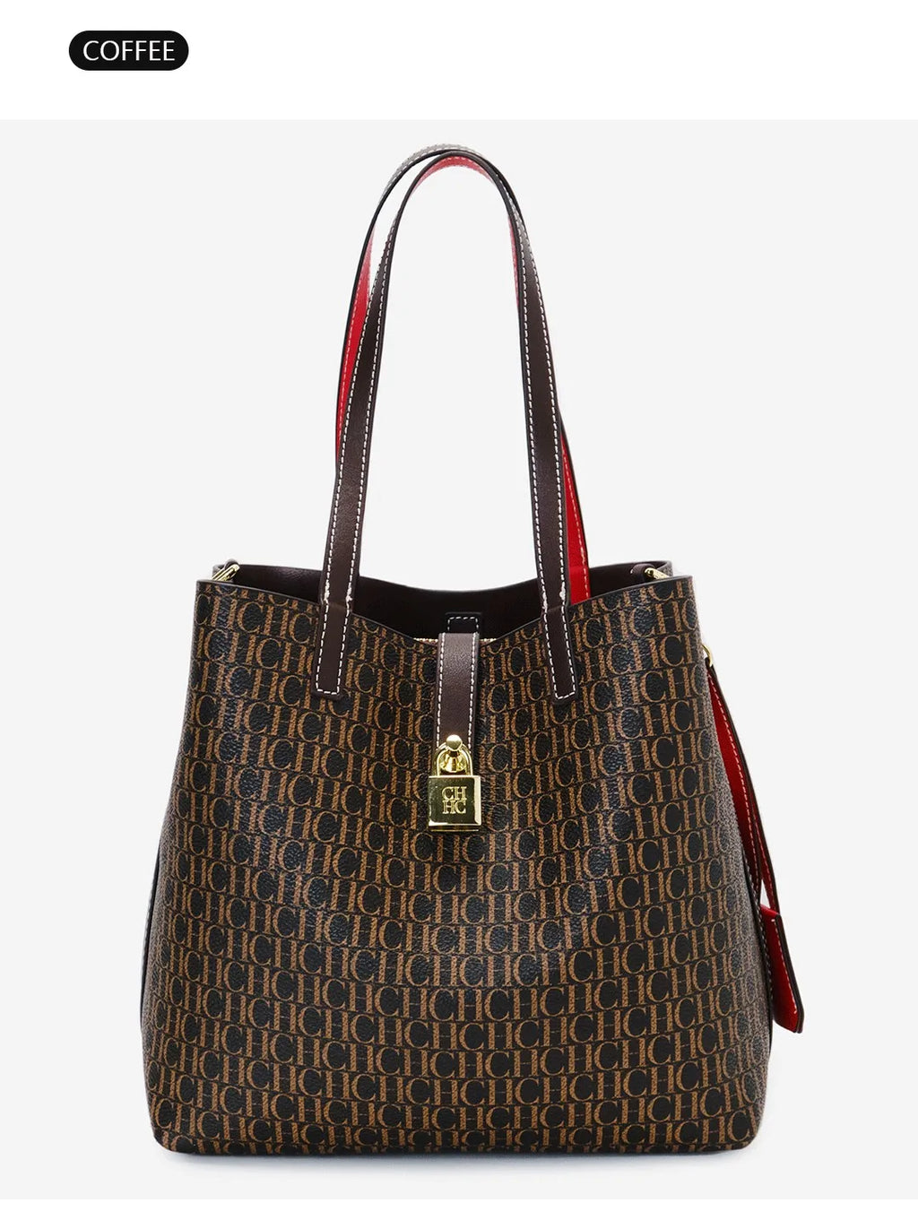 CH Women's Shoulder Tote Bag – Letter Print Polyester
