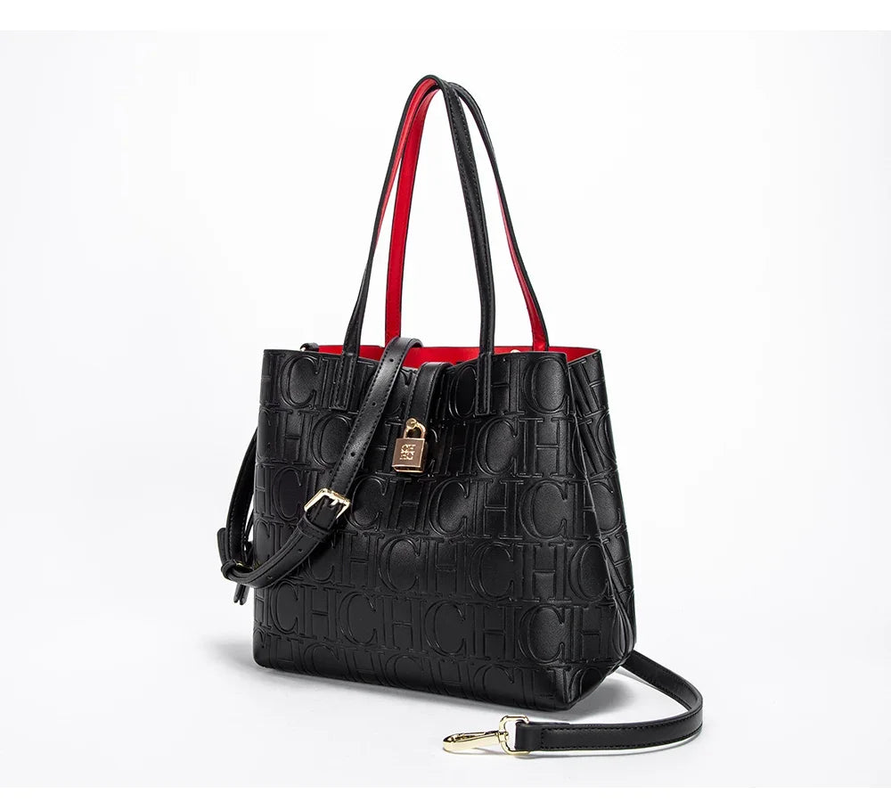 CH High Quality Fashion Ladies Shoulder Bag Senior Sense Pure Colour Letter Print Design Temperam...
