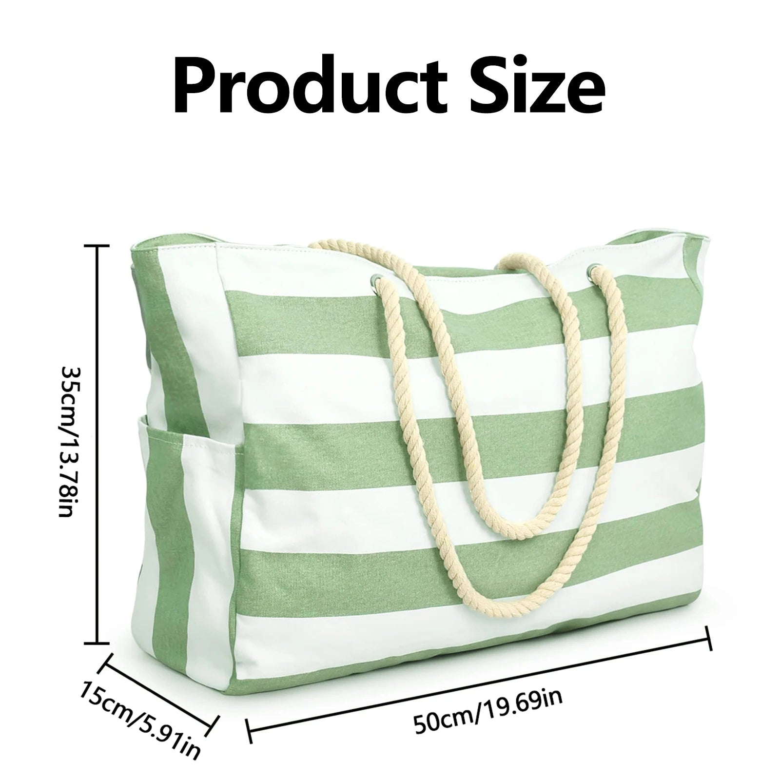 Waterproof Striped Canvas Beach Bag