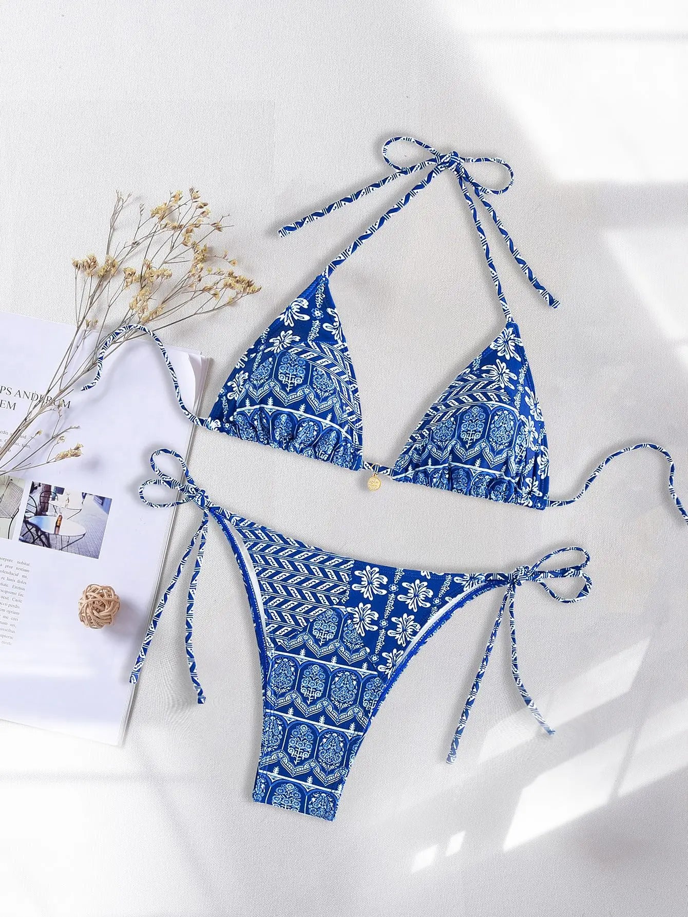 Floral Push Up Triangle Bikini Set