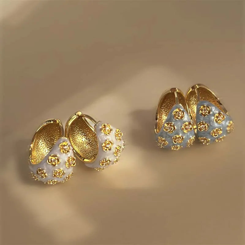 Rose Flower Hoop Earrings