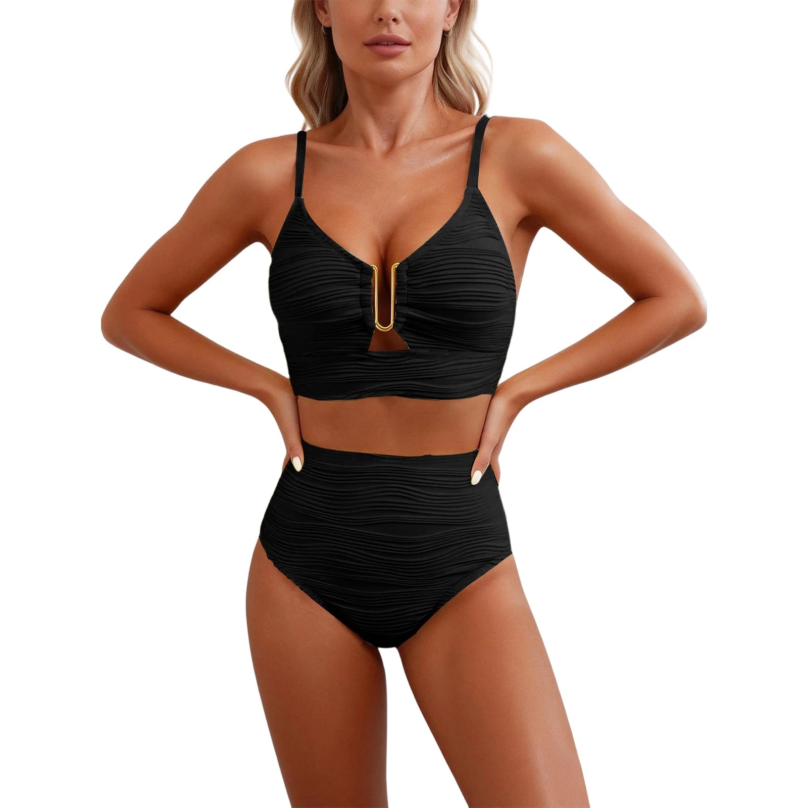 U-Wire Cutout High Waist Bikini Set