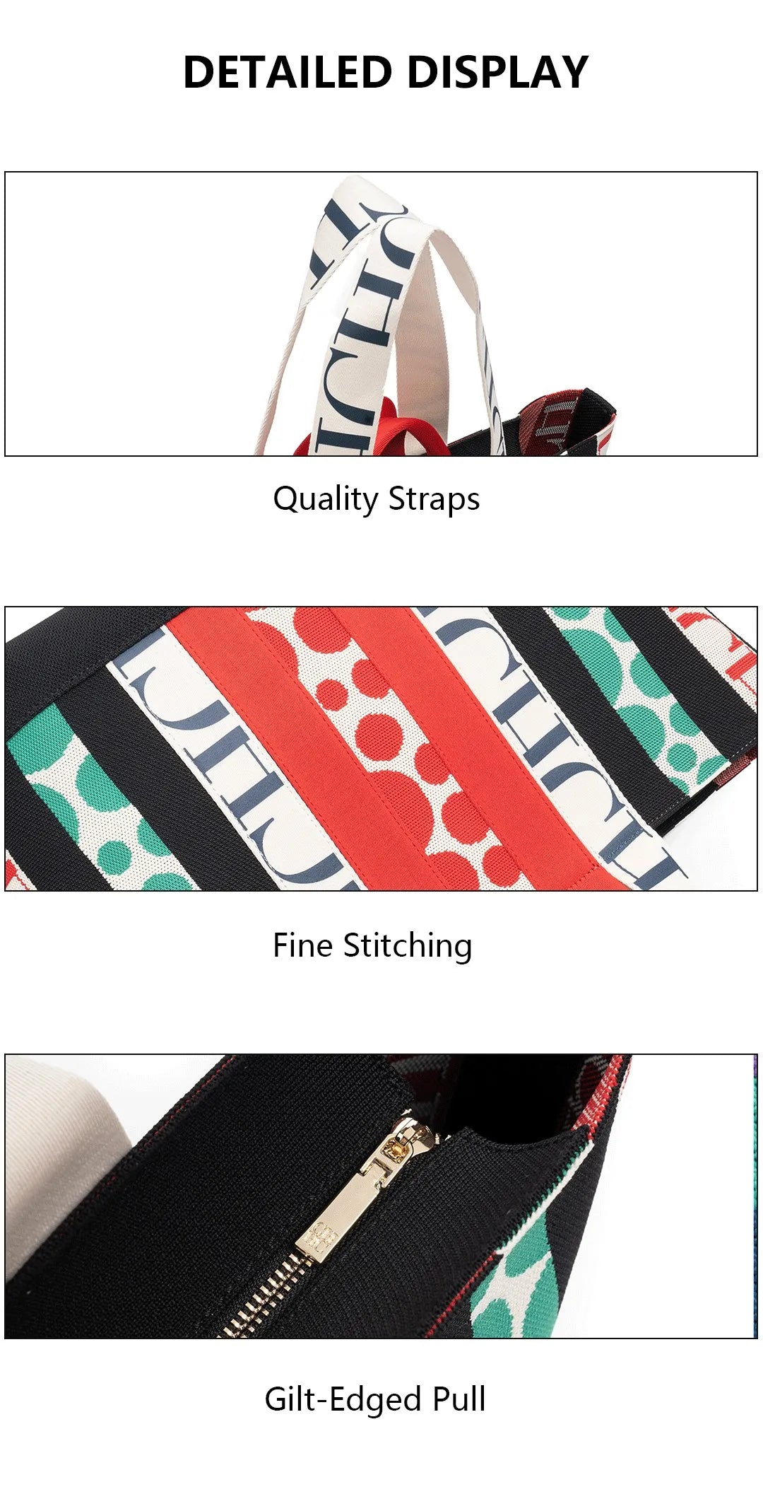 Stripe Design Large Capacity Crossbody Bag