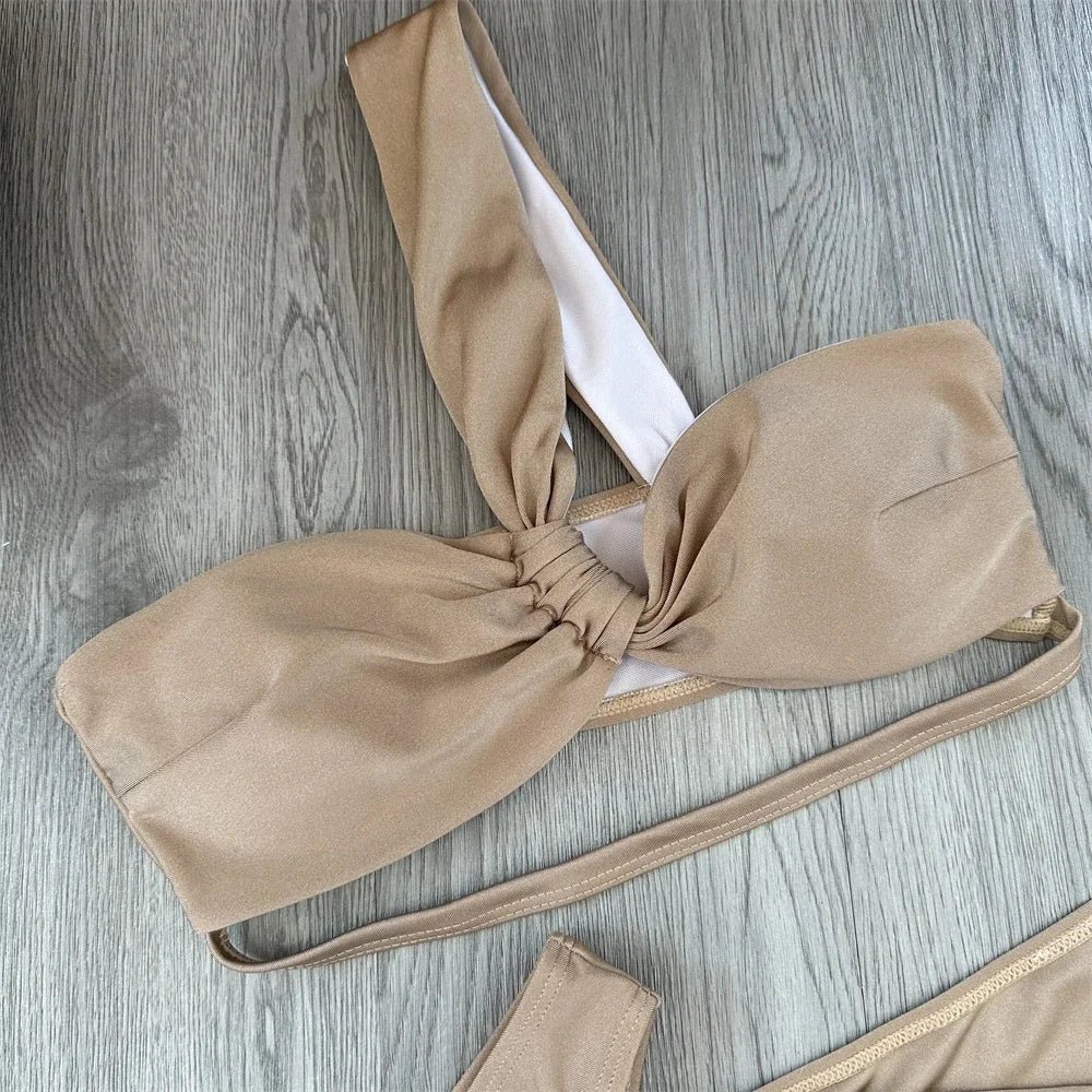 One Shoulder 3 Piece Bikini Set