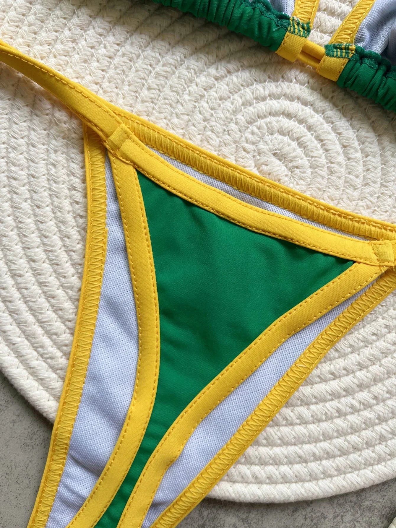 Brasil Flag Embroidery Split Bikini Set