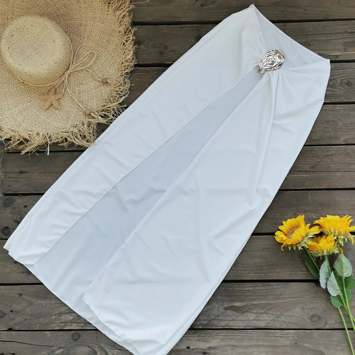 Deep V Neck Swimsuit with Skirt
