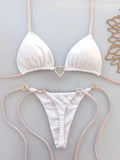 White Lace-Up Low Waist Bikini Set