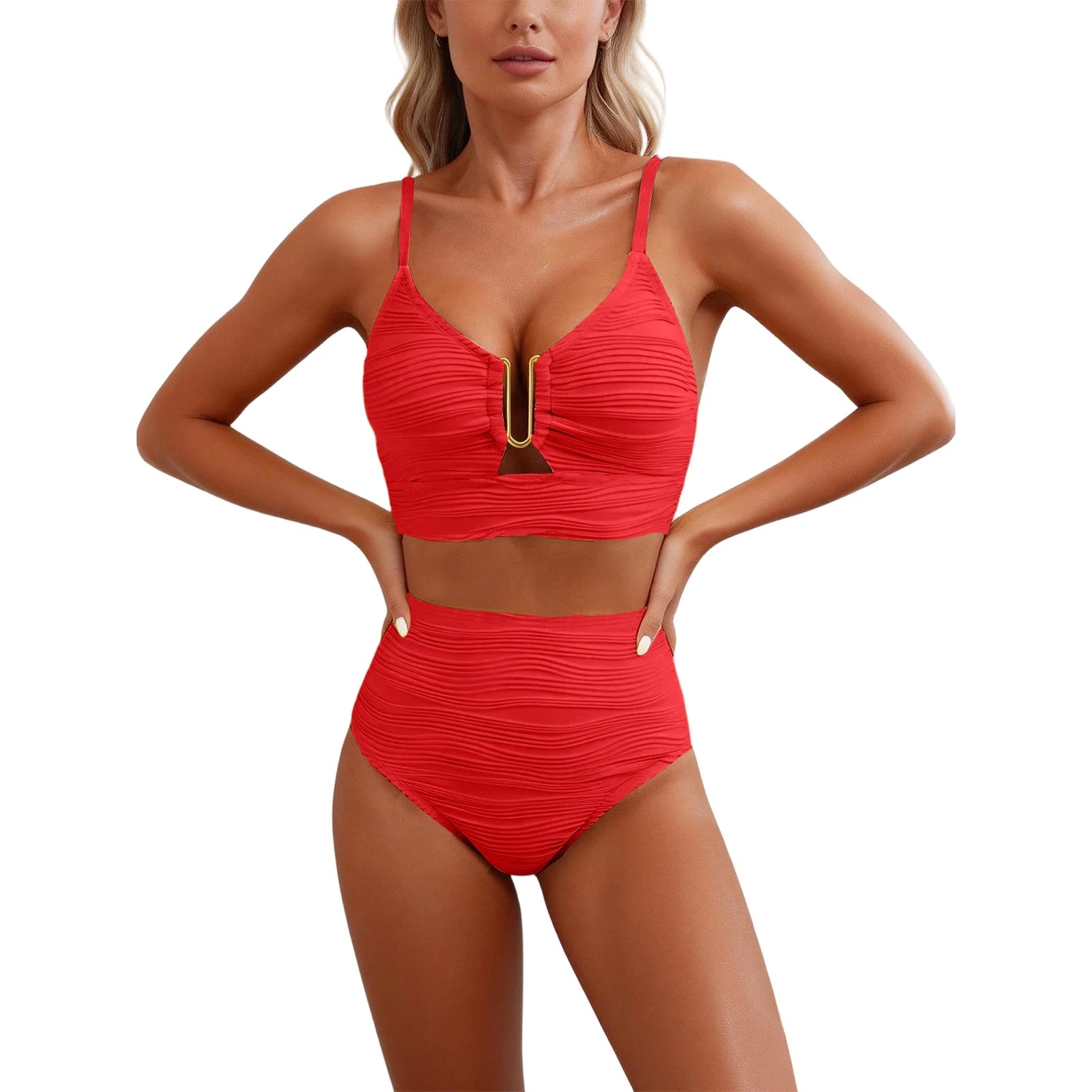 U-Wire Cutout High Waist Bikini Set