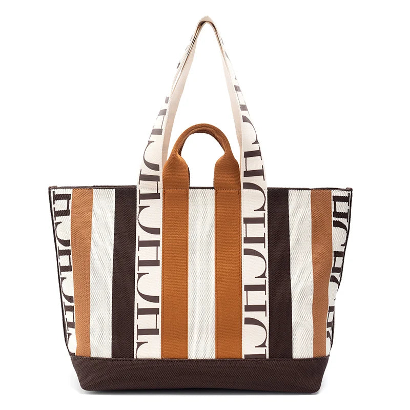 Stripe Design Large Capacity Crossbody Bag
