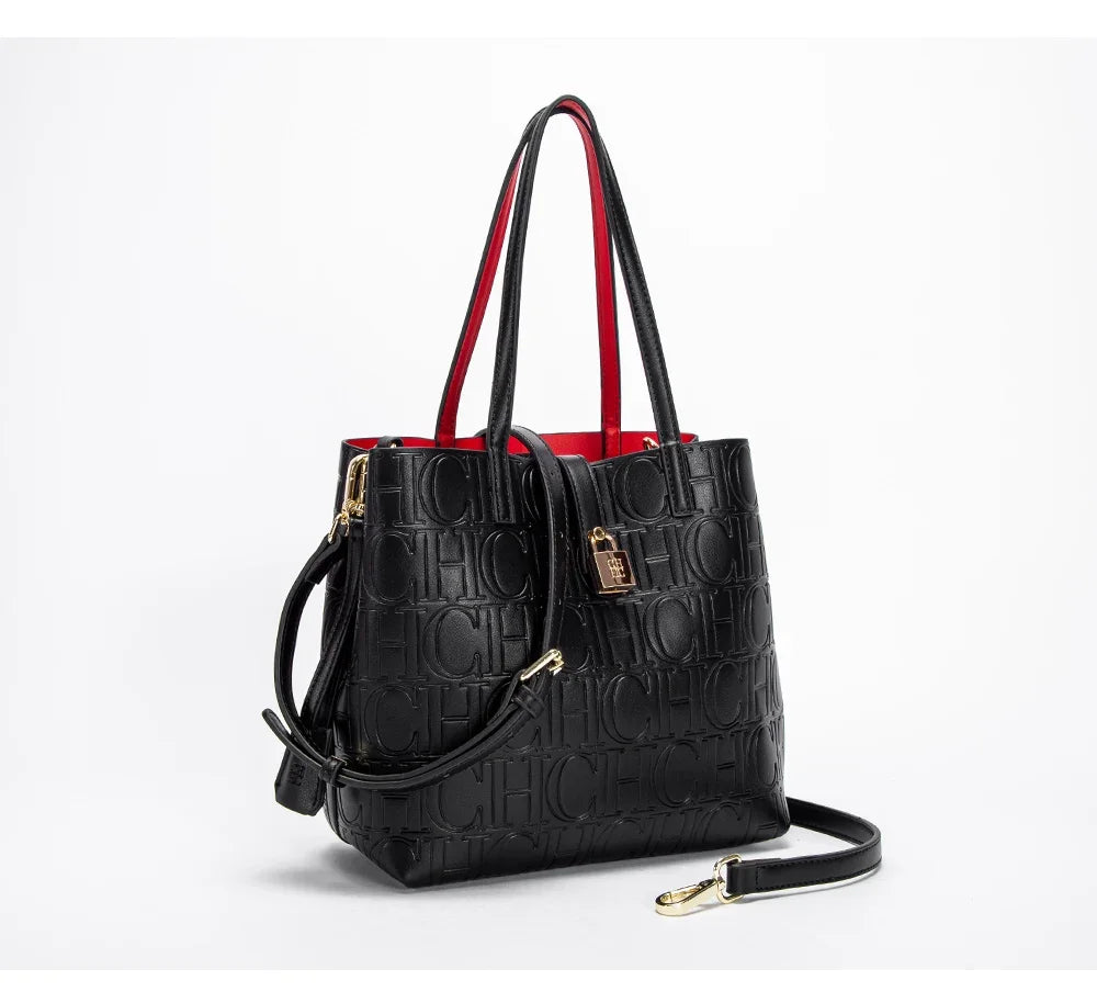 CH High Quality Fashion Ladies Shoulder Bag Senior Sense Pure Colour Letter Print Design Temperam...