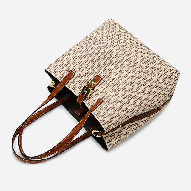 CH Women's Shoulder Tote Bag – Letter Print Polyester