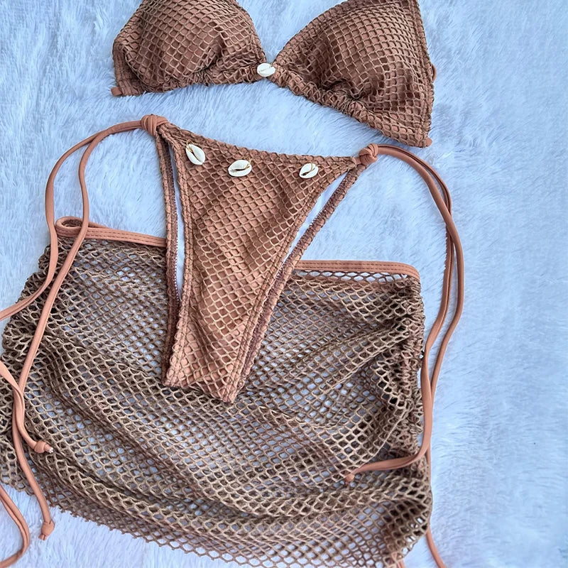 Halter Neck Thong 3 Piece Bikini Set