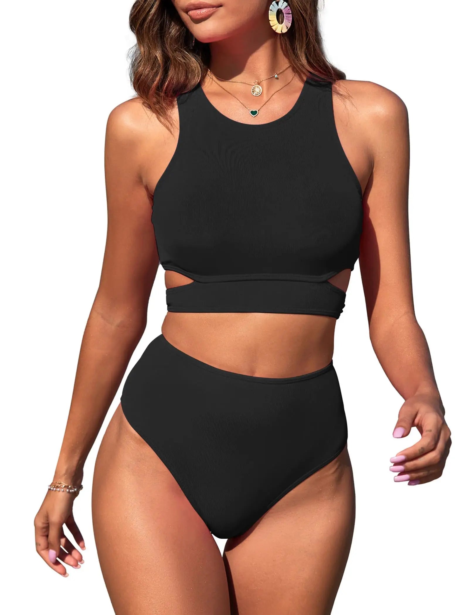 High Waist Tank Midkini Bikini Set
