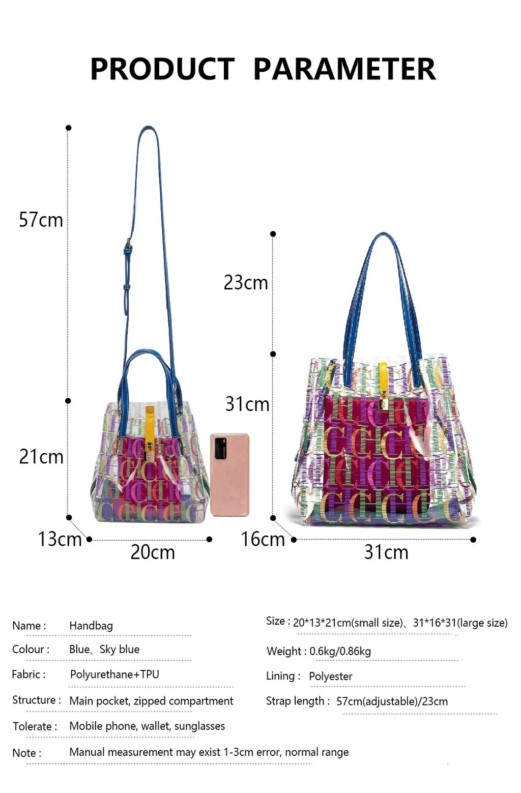 PVC Bucket Bag with Letter Detail