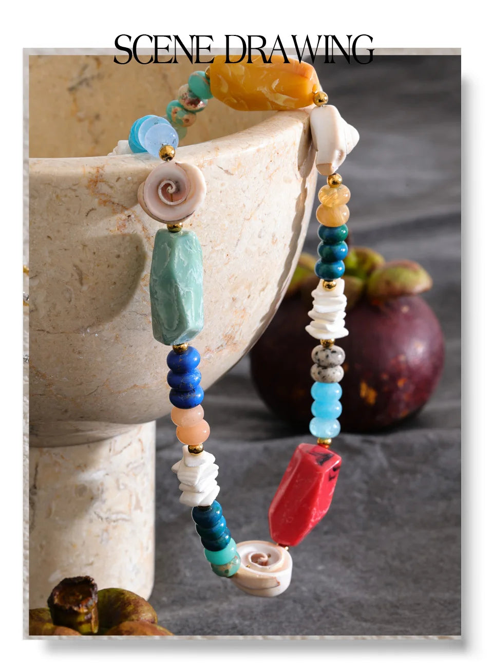 Yhpup Ocean Series Handmade Jewelry 2026 New Arrivals Multi-Color Natural Stone Resin Conch Shell...