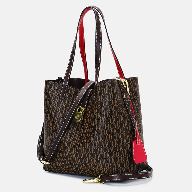 CH Women's Shoulder Tote Bag – Letter Print Polyester
