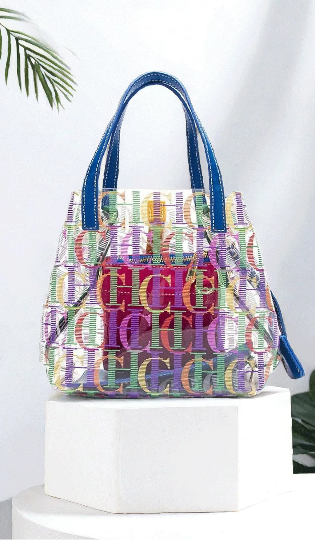 PVC Bucket Bag with Letter Detail