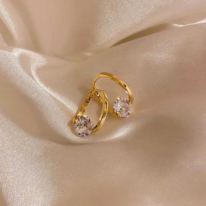 Zircon Geometric Hoop Earrings