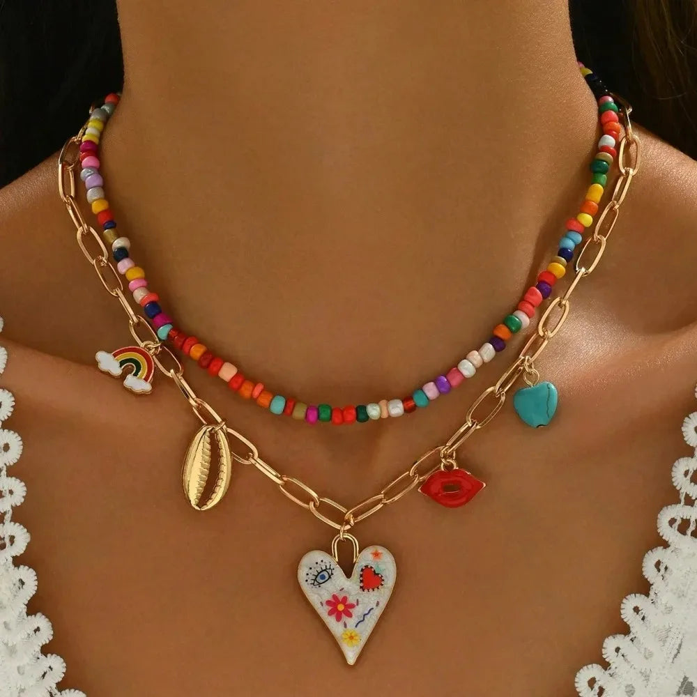 Boho Multilayer Bead Chain Necklace