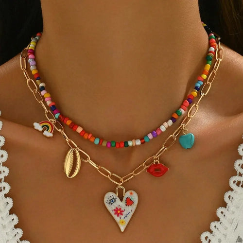 Boho Multilayer Bead Chain Necklace