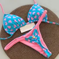 Solid Lace-Up Split Two Piece Swimsuit