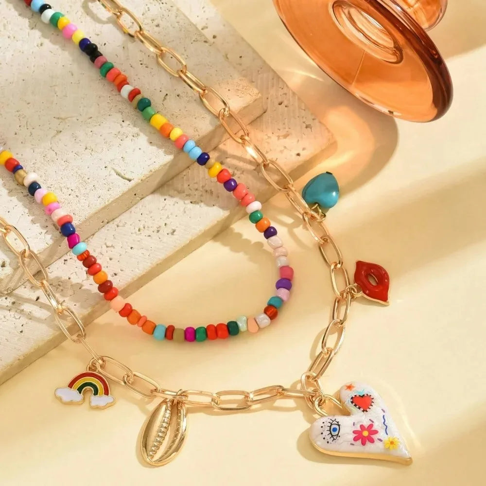 Boho Multilayer Bead Chain Necklace