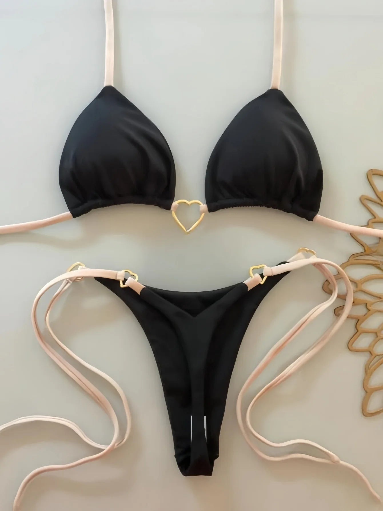 White Lace-Up Low Waist Bikini Set