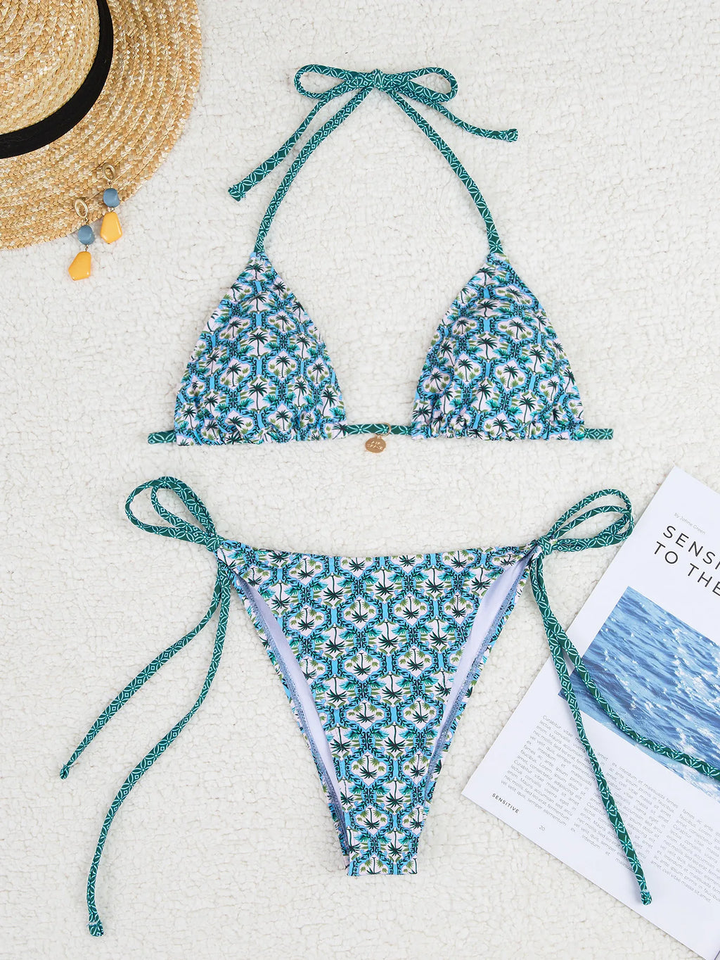 Floral Push Up Triangle Bikini Set