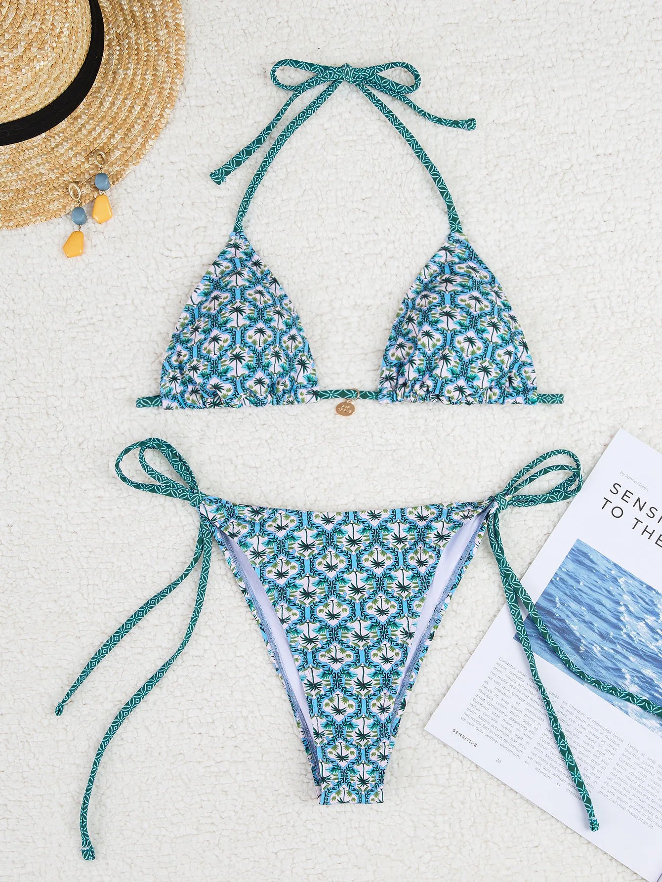 Floral Push Up Triangle Bikini Set