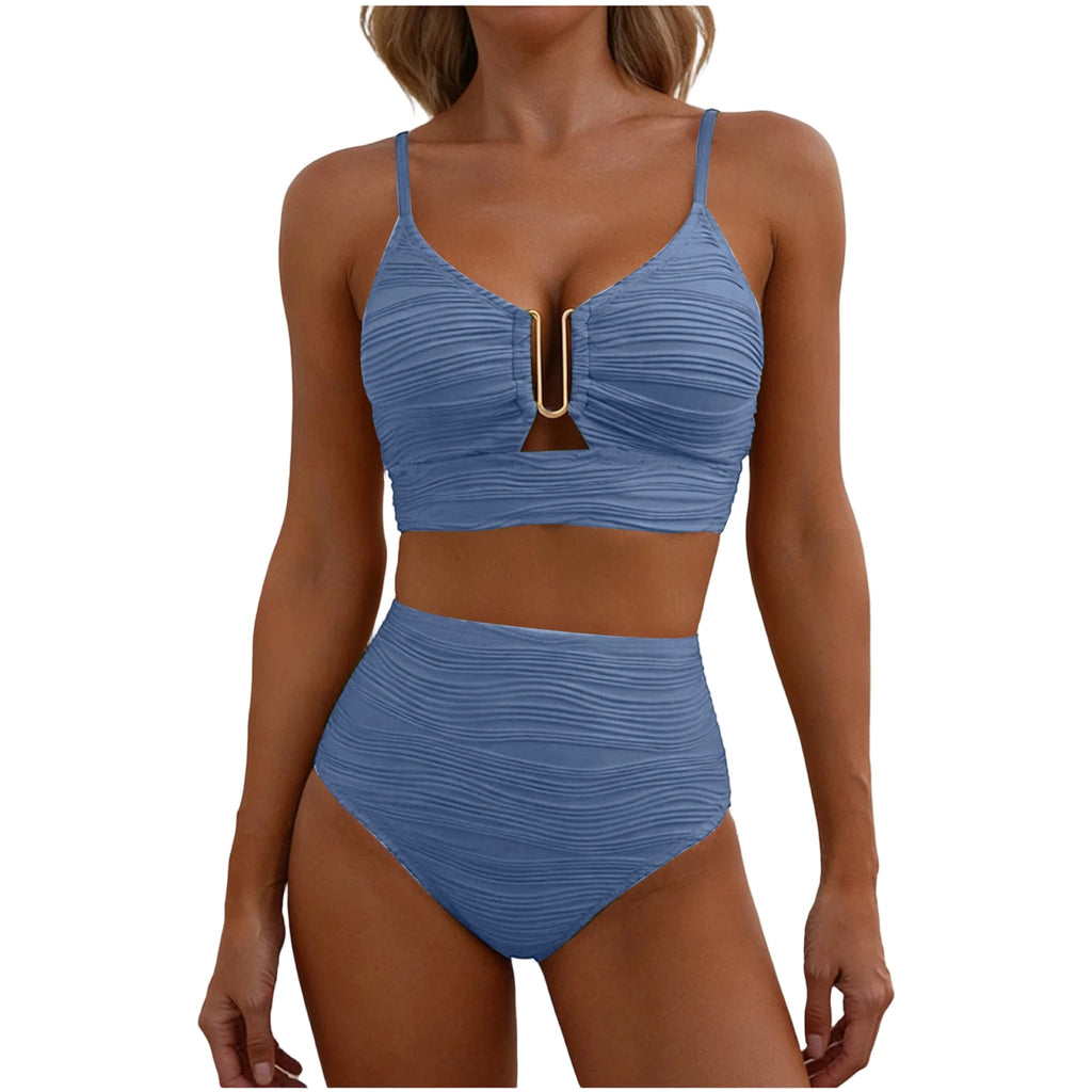 U-Wire Cutout High Waist Bikini Set