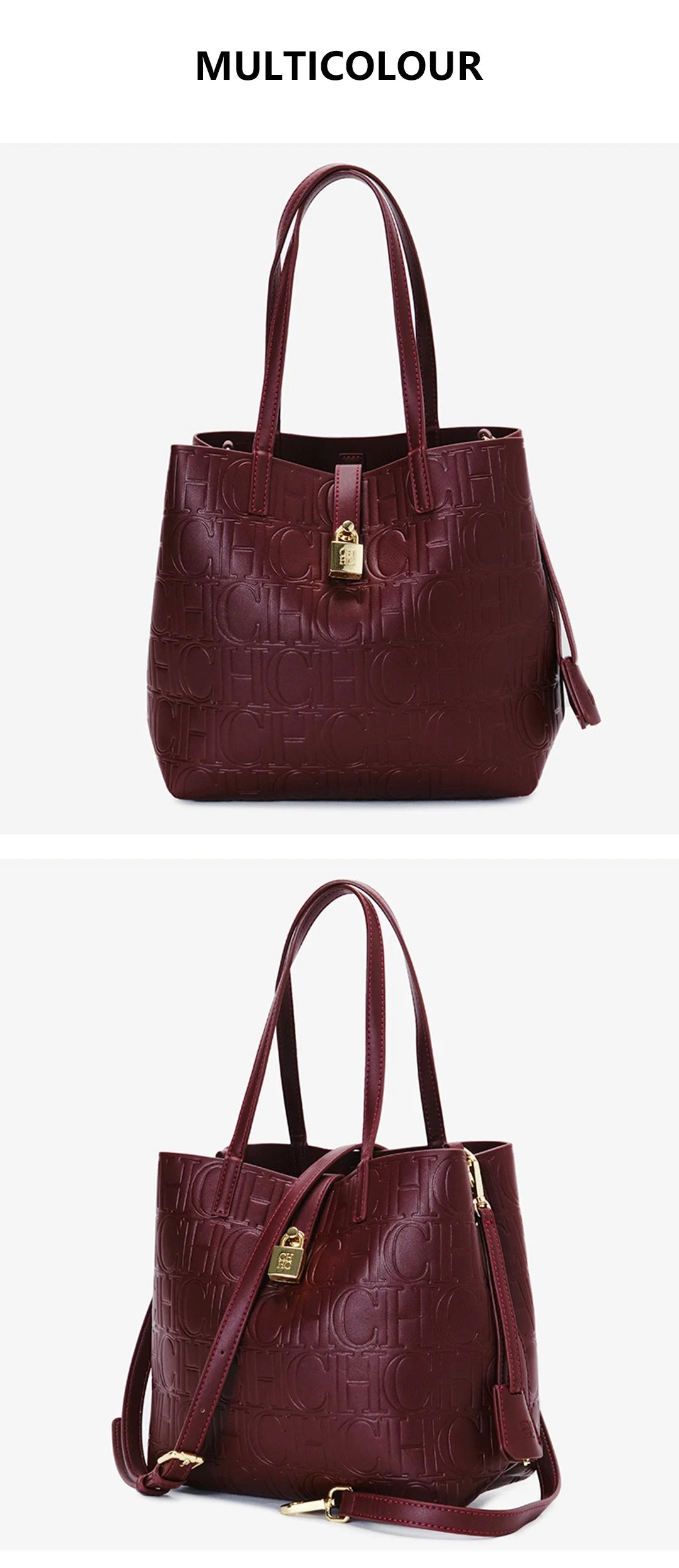 CH High Quality Fashion Ladies Shoulder Bag Senior Sense Pure Colour Letter Print Design Temperam...