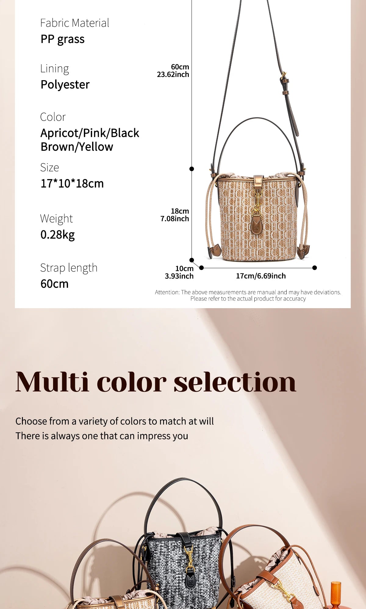 CHCH Women's Shoulder Bag Summer New PP Grass Woven Handbag Holiday Phone Bag