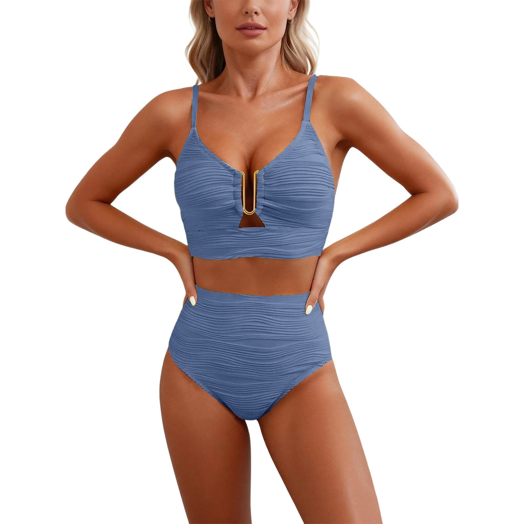 U-Wire Cutout High Waist Bikini Set