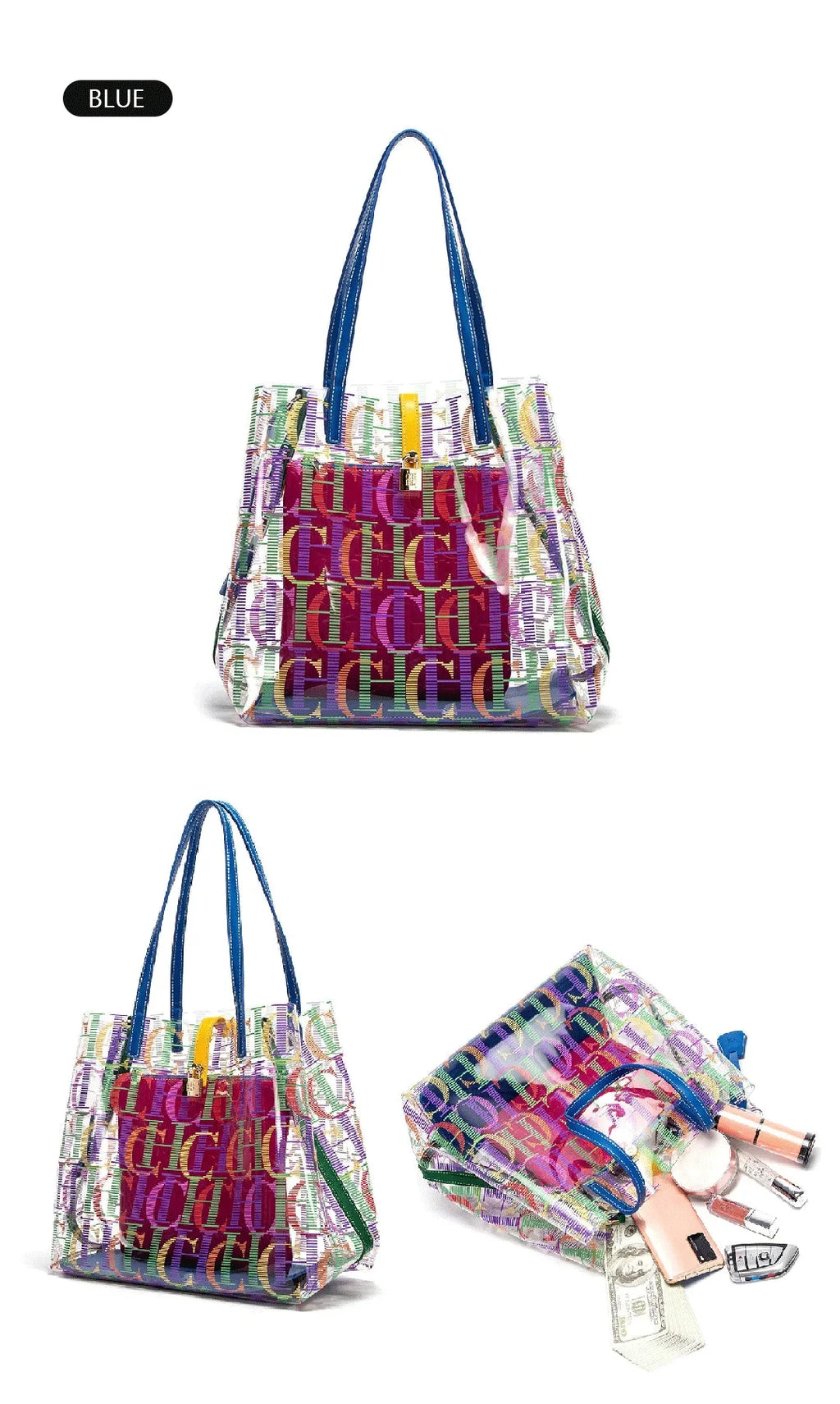 PVC Bucket Bag with Letter Detail