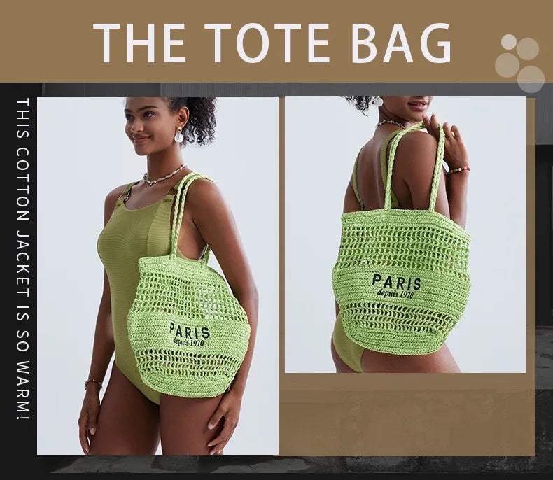 Handwoven Raffia Travel Tote