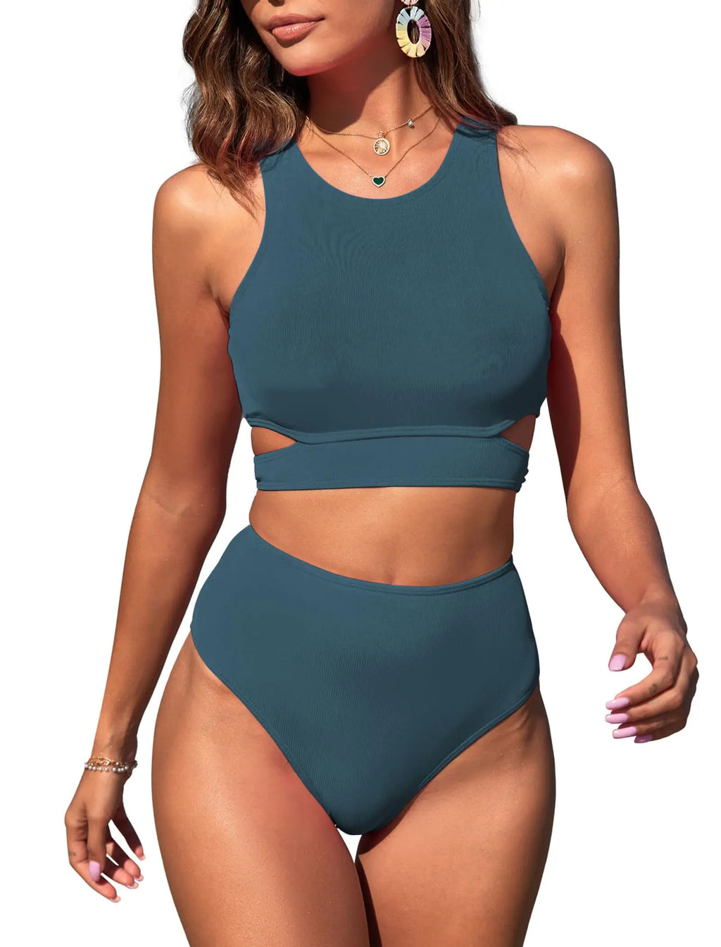 High Waist Tank Midkini Bikini Set
