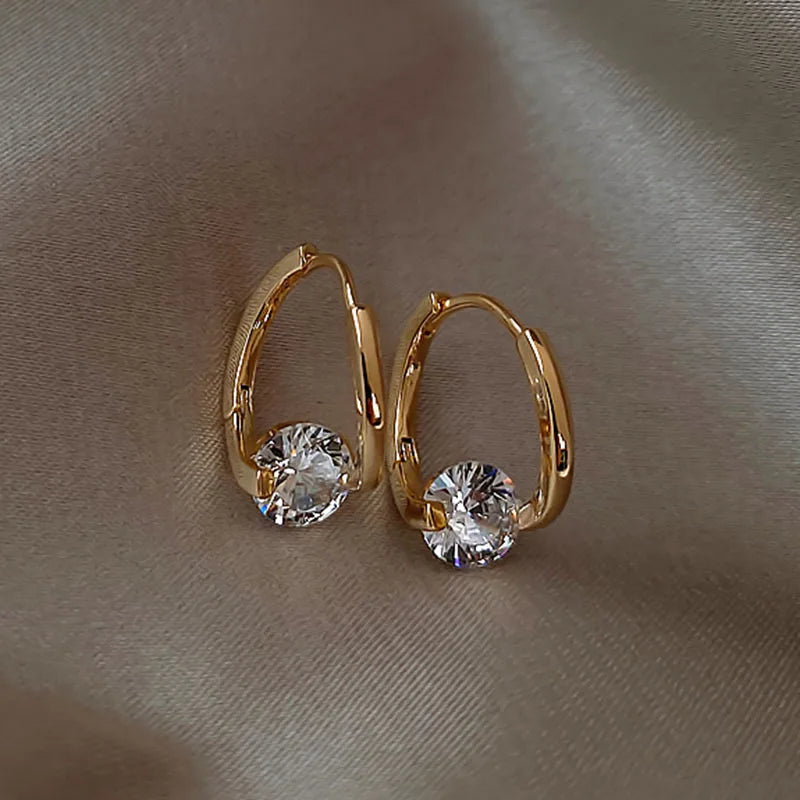 Zircon Geometric Hoop Earrings