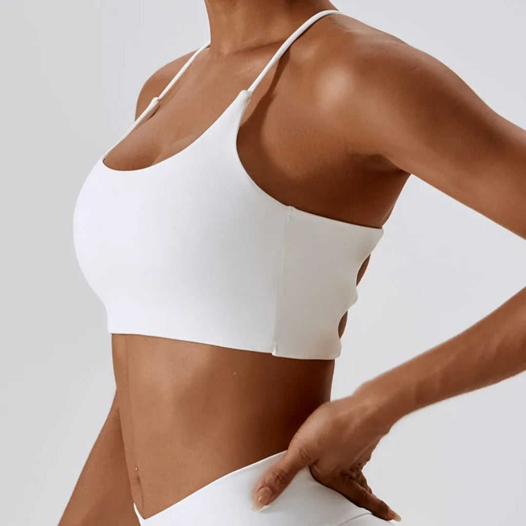Cross Back Sports Bra with Chest Pad