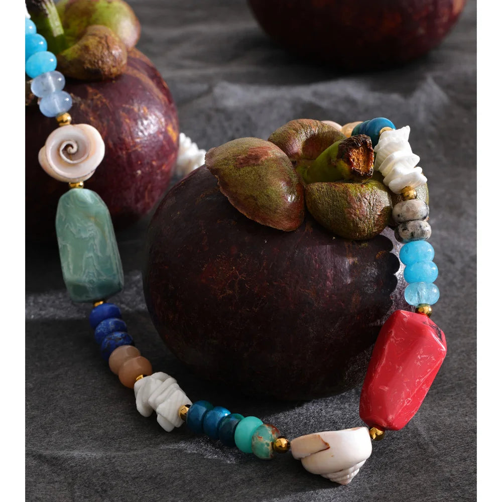Yhpup Ocean Series Handmade Jewelry 2026 New Arrivals Multi-Color Natural Stone Resin Conch Shell...