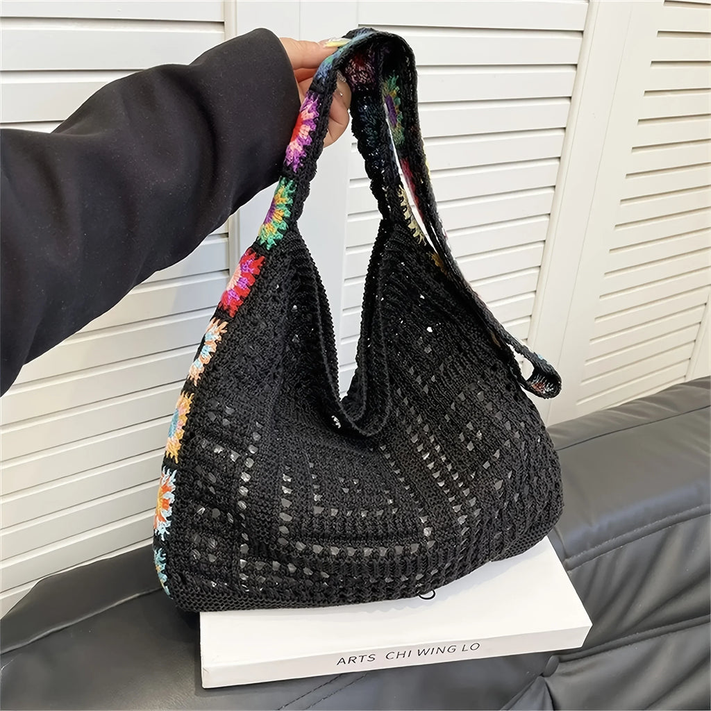Boho Floral Crochet Shoulder Bag