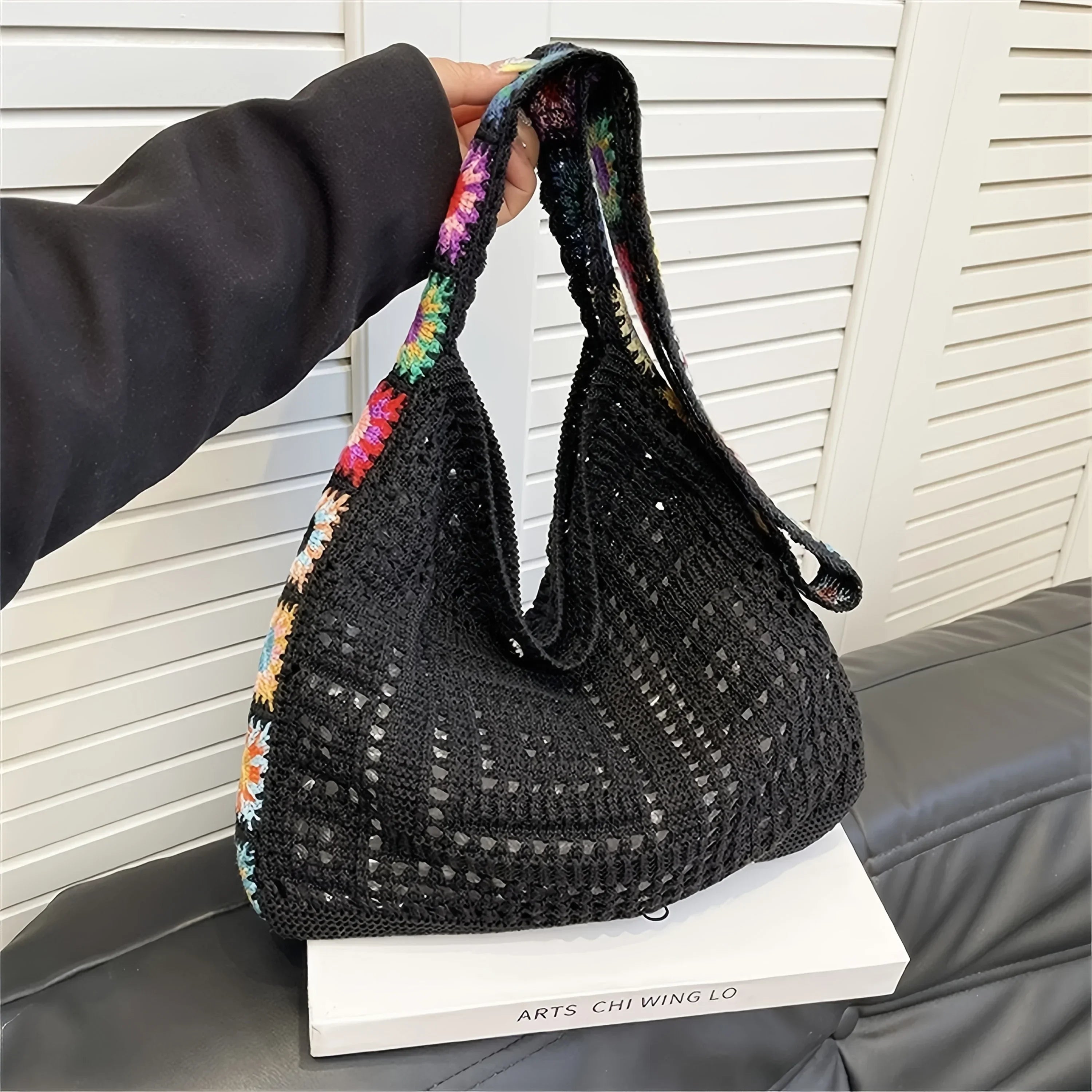 Boho Floral Crochet Shoulder Bag