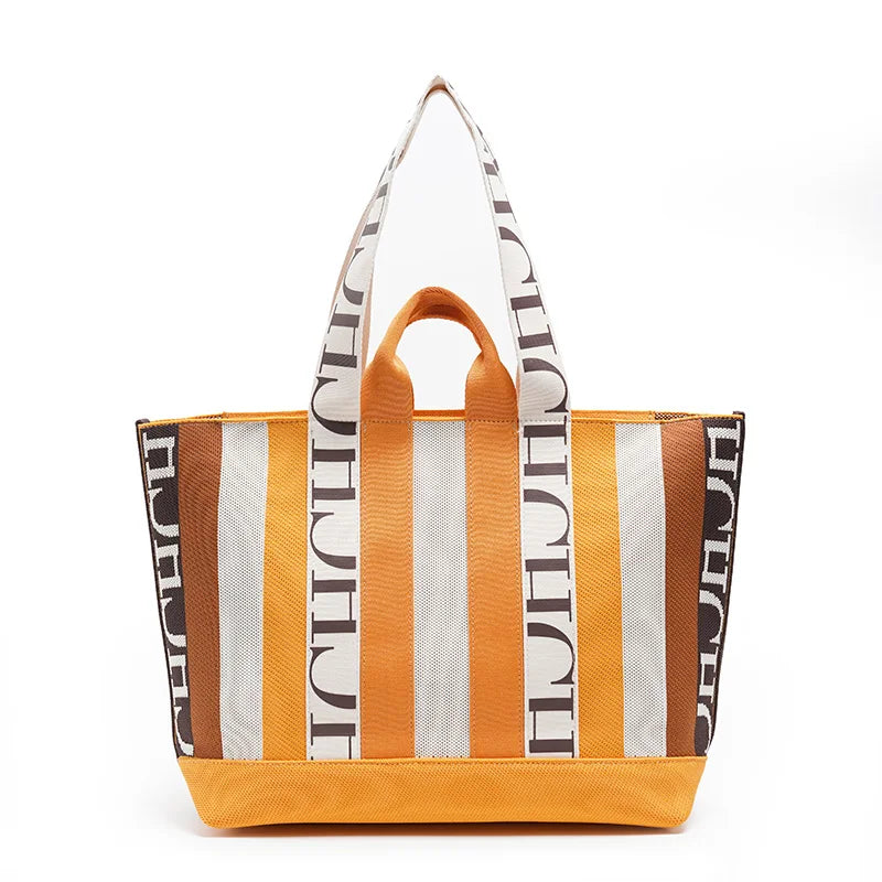 Stripe Design Large Capacity Crossbody Bag
