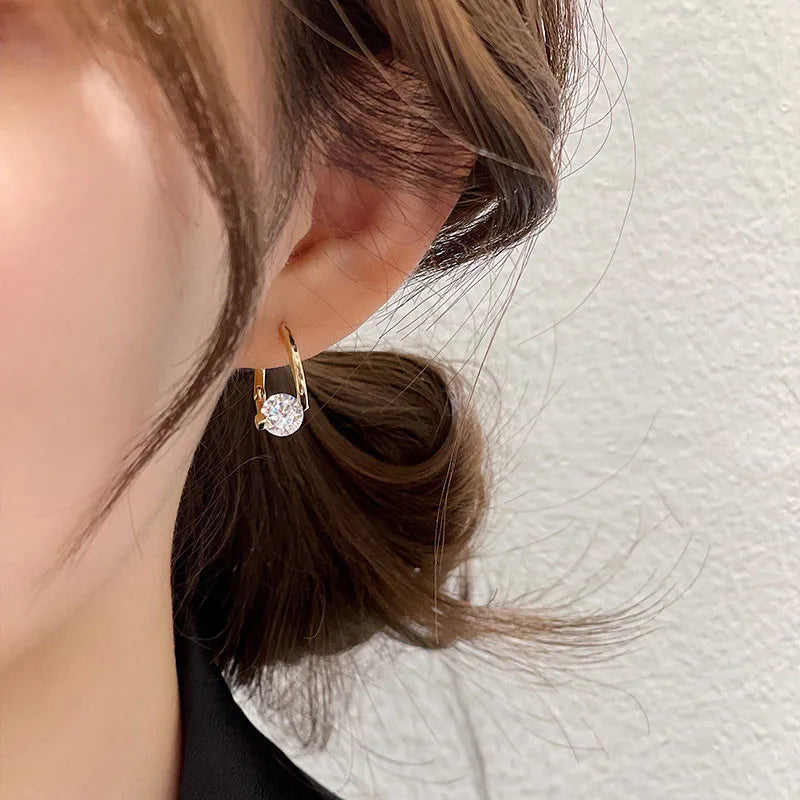 Zircon Geometric Hoop Earrings