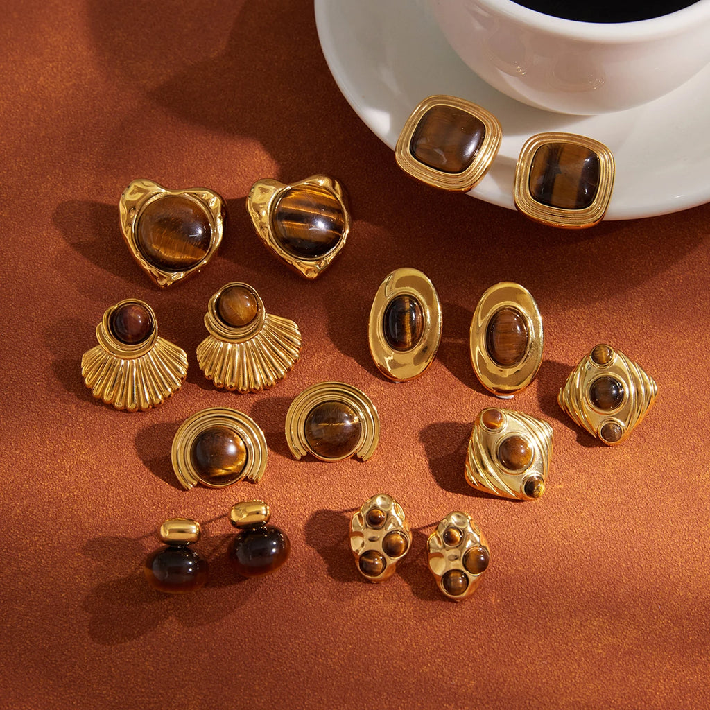 Amber Resin Geometric Earrings