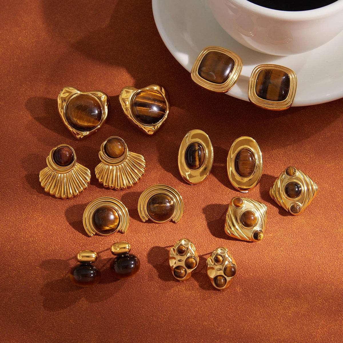 Amber Resin Geometric Earrings