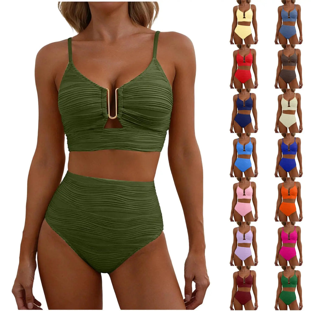 U-Wire Cutout High Waist Bikini Set
