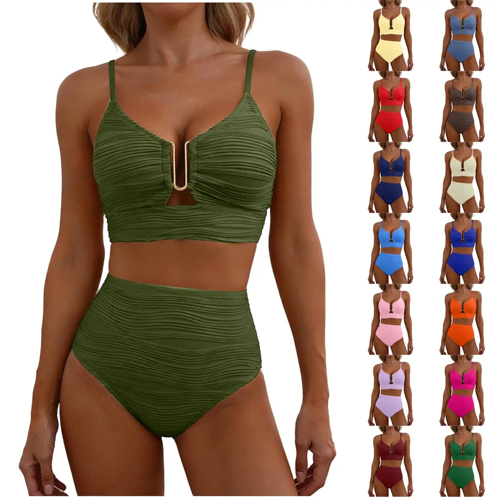 U-Wire Cutout High Waist Bikini Set