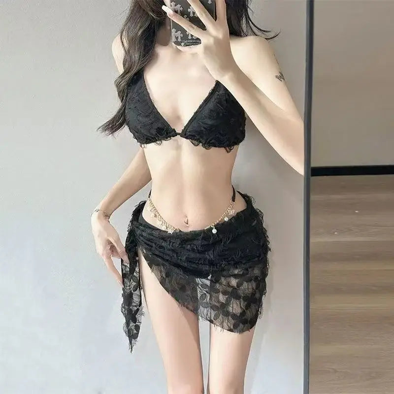 Y2K Pink Bow Lace-Up Bikini Set